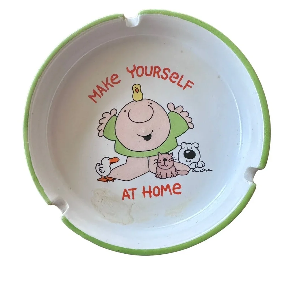 Vtg Ziggy by Tom Wilson Stoneware Ashtray Cat Fog Duck Bird 1974‎ Korea